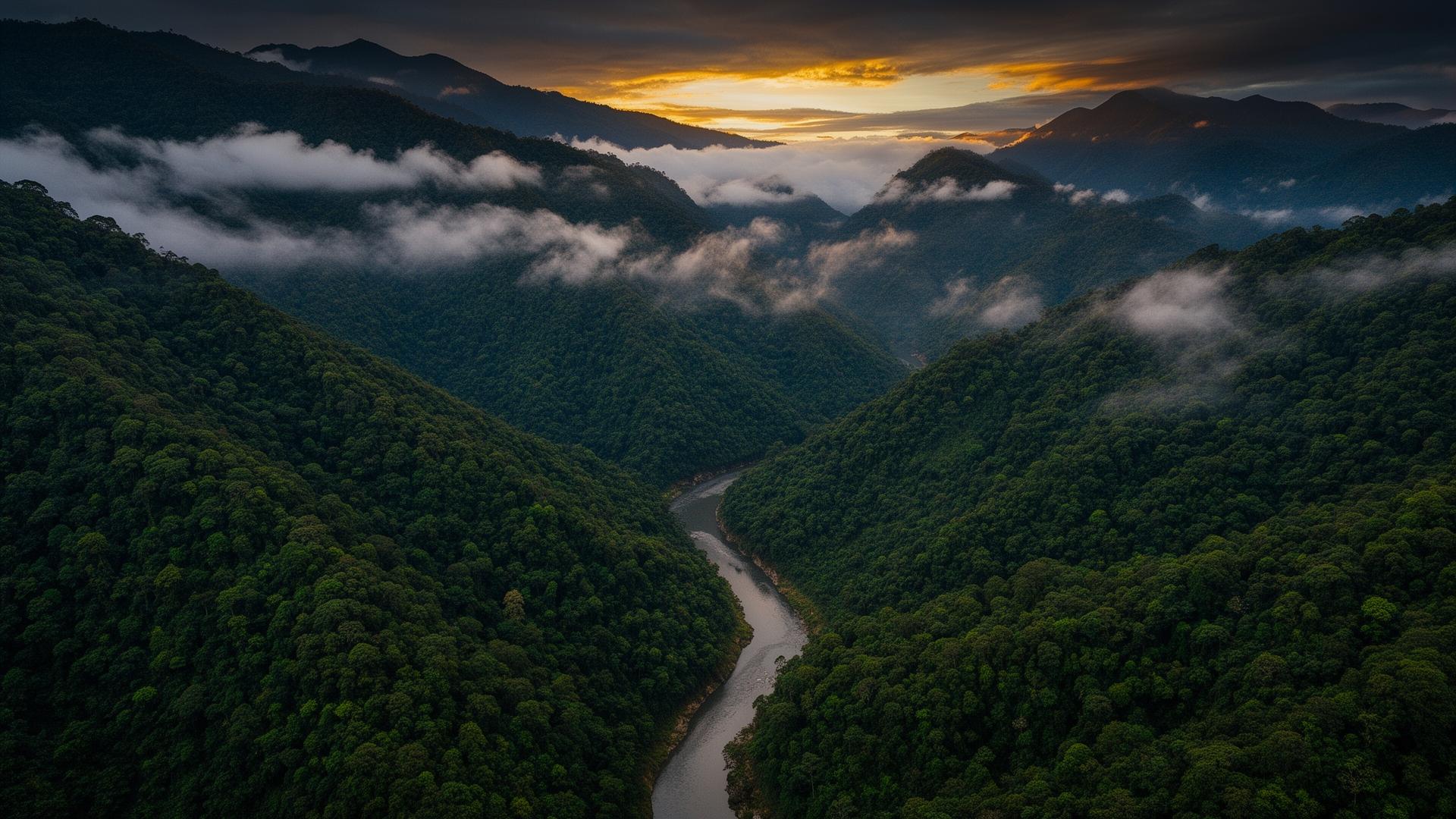 Bosque andino colombiano al amanecer